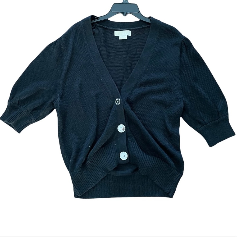 Michael Kors Black Chunky Knit Button Down Cardigan Sweater NWOT - Picture 2 of 12